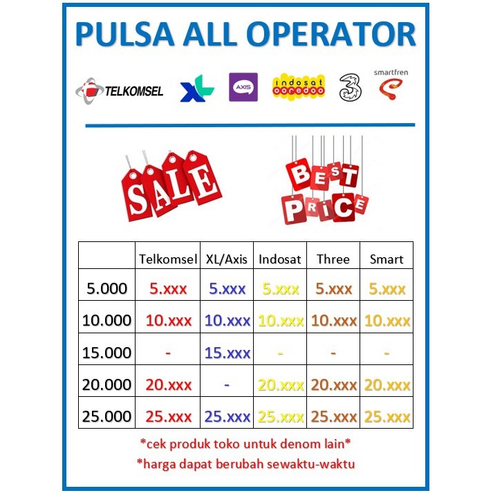 Pulsa Elektrik All Operator 5rb 25rb Shopee Indonesia