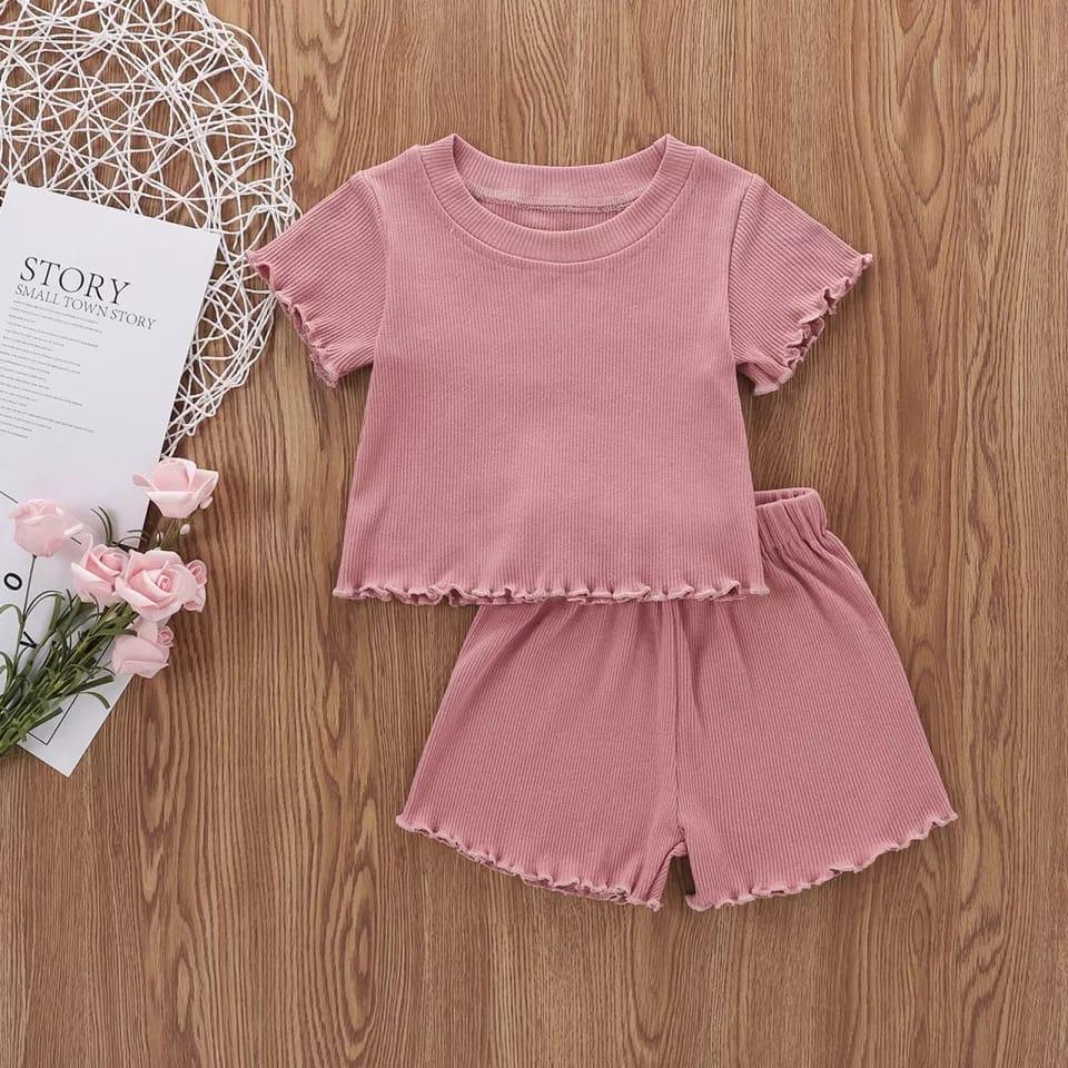 BEFAST - ZTL OOTD Setelan Anak ACHA / set anak rabella / Setelan Anak Perempuan / Oneset Anak Lucu / Pakaian Anak Perempuan Casual / Set Atasan Kaos Lengan Pendek+Celana Pendek / Oneset Anak-Anak Polos Santai Rumahan / Keluaran Terbaru 2022