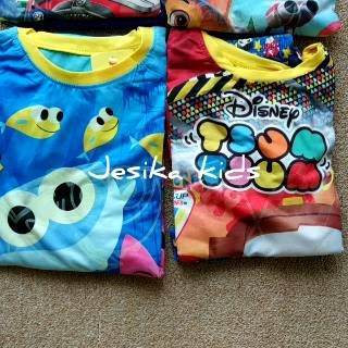  Baju  Tidur  Piyama anak  Glow  in the dark  karakter Junior 