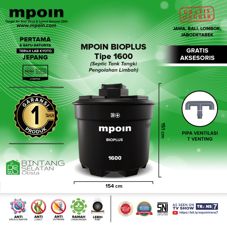 MPOIN SEPTIC TANK BIO PLUS 1600 TANGKI PENGOLAHAN LIMBAH