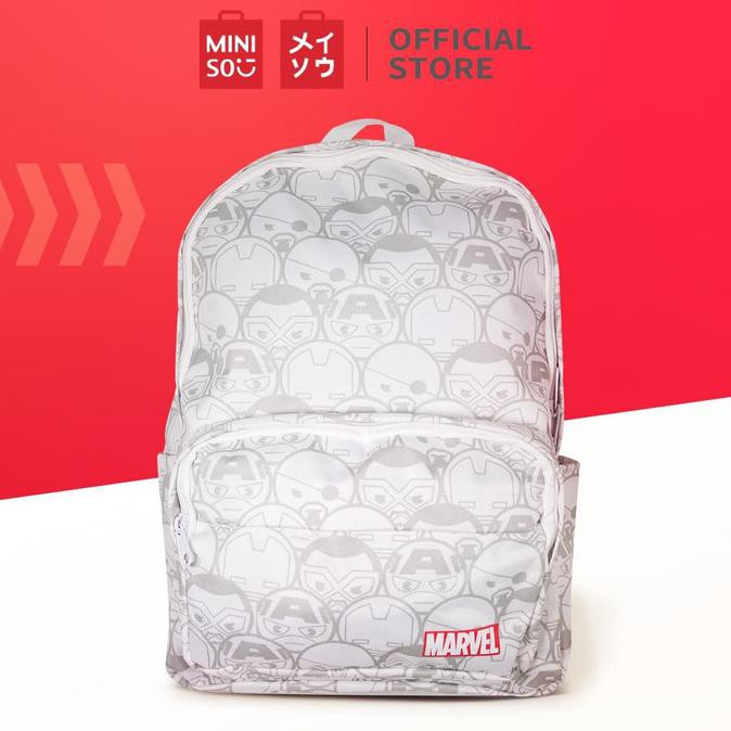 -SIAP KIRIM- MINISO OFFICIAL MARVEL BACKPACK / TAS PUNGGUNG - HITAM PUTIH