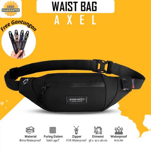 Tas Waist Bag Selempang Slempang Distro Anti Air Waterproof Pria Cowok Tas Pinggan Selempang Simpel Keren Anti Air Waterproof