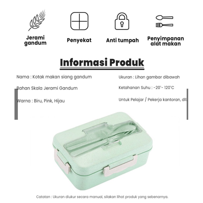 MATOUGUI - Lunch BOX SET Kotak Makan Siang BPA Free Tempat Makan Bento Multifungsi TMS0019 1000ML SET DAN 1500ML SET