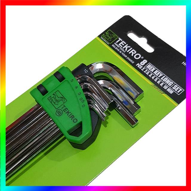 TEKIRO Kunci L panjang 8pcs 2, 2.5, 3, 4, 5, 6, 8, 10 MM SET HEX KEY LONG