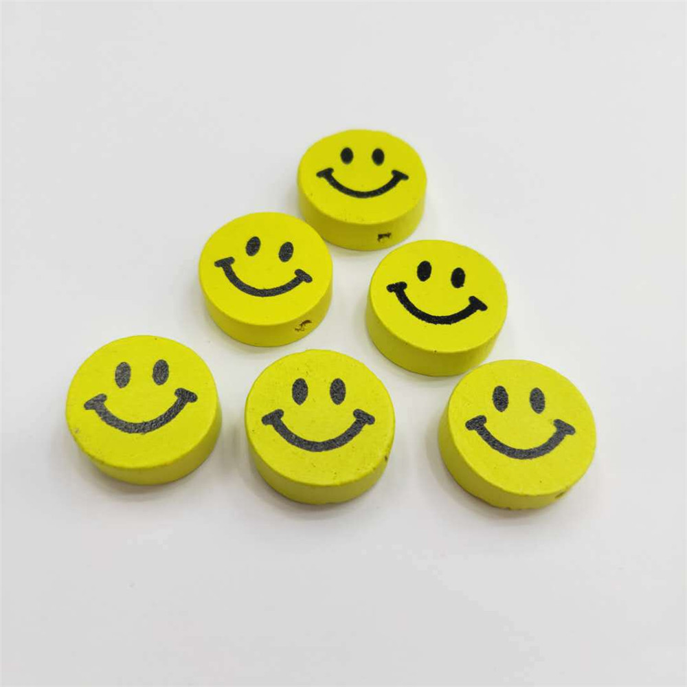 【COD Tangding】50PCS/set DIY Cartoon Cute Yellow Smile face Beads Children Jewelry Accessories