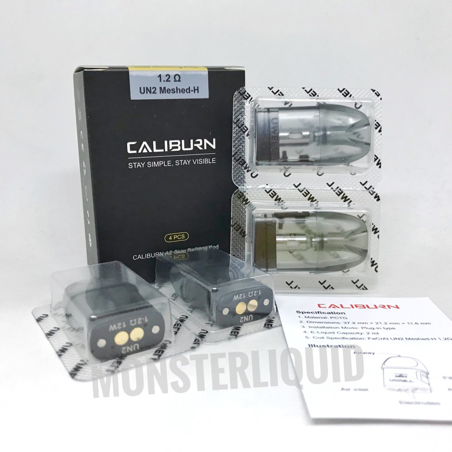 CARTRIDGE UWELL CALIBURN A2 / A2S / AK2 POD 1.2 OHM AUTHENTIC ISI 4PCS