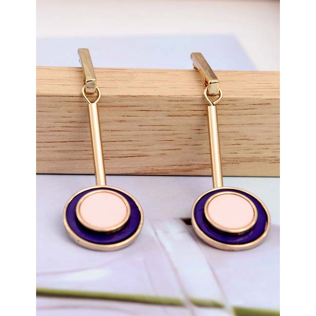 LRC Anting Tusuk Fashion Color Resin Acrylic Round Earrings F69847