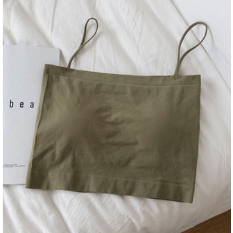 •OKEY BELI•BR513 Tanktop Bra With Cup Tank top Basic Wanita Square spaghetti Crop top COD-HIJAU