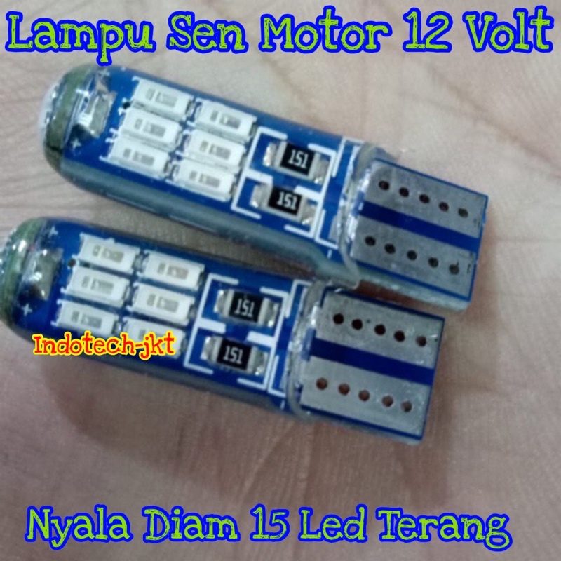 Lampu Senja Sein Motor Mobil T10 15 Led Nyala Diam Non Kedip 12 Volt