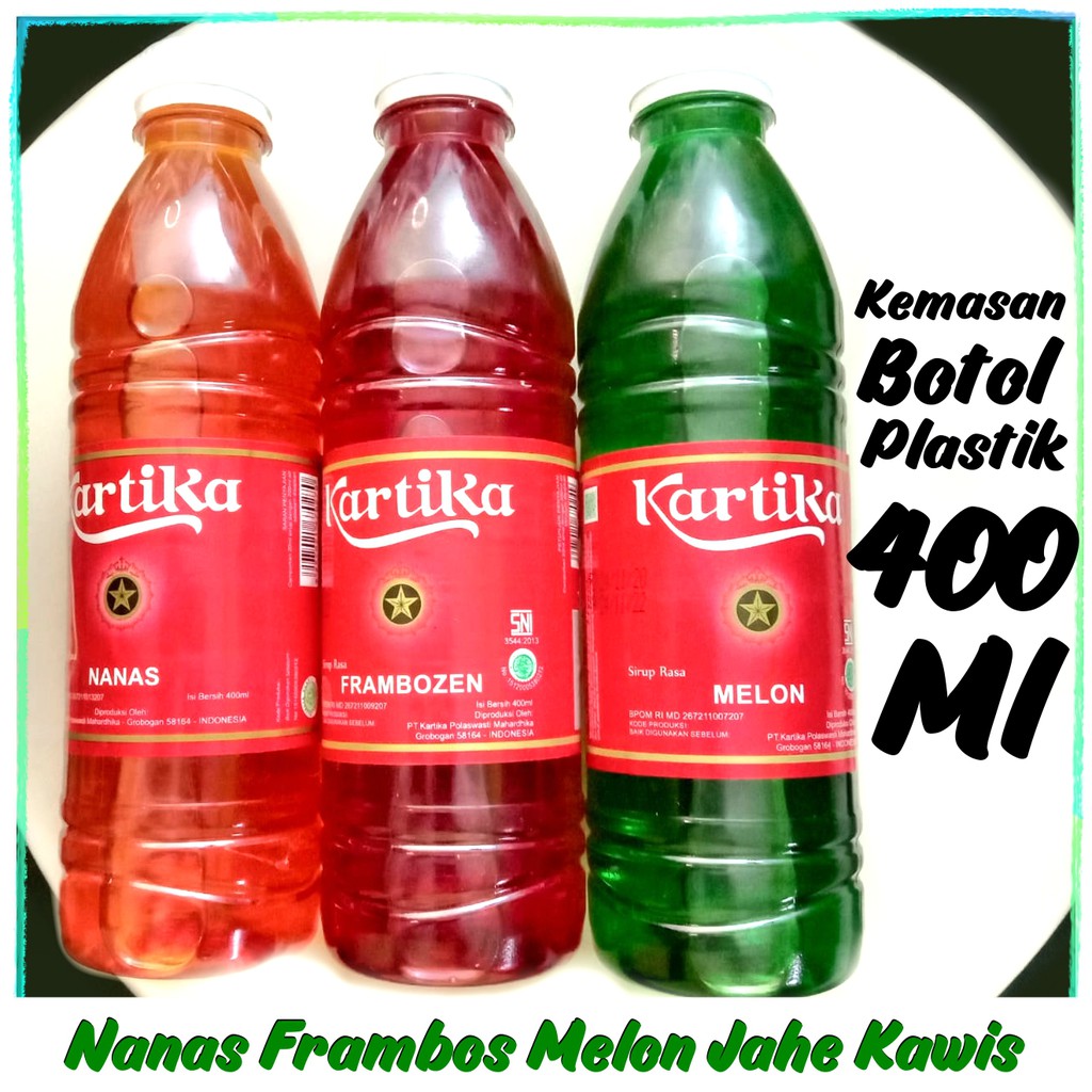 

Sirup Kartika Rasa Jahe Frambozen Nanas Botol Plastik 400 ML