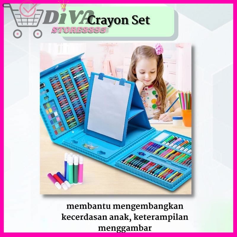 Pensil Warna Crayon Set 208 Pcs Alat Menggambar Mewarnai Anak PENCIL CRAYON ANAK LENGKAP