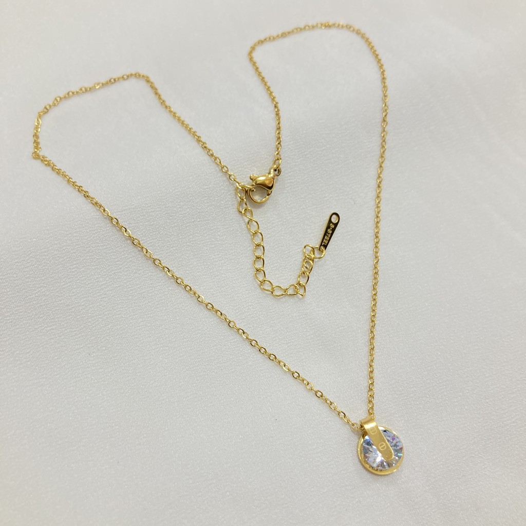 Kalung Titanium Wanita Liontin Permata Anti Karat Anti Alergi Branded Fashion Korean Style KT-125