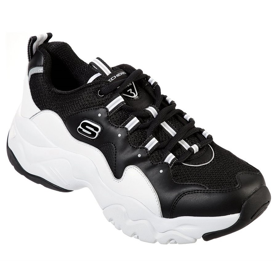 Skechers Dlites 3 Silverwood. Black White. 52685BKW. Sepatu Pria. Original