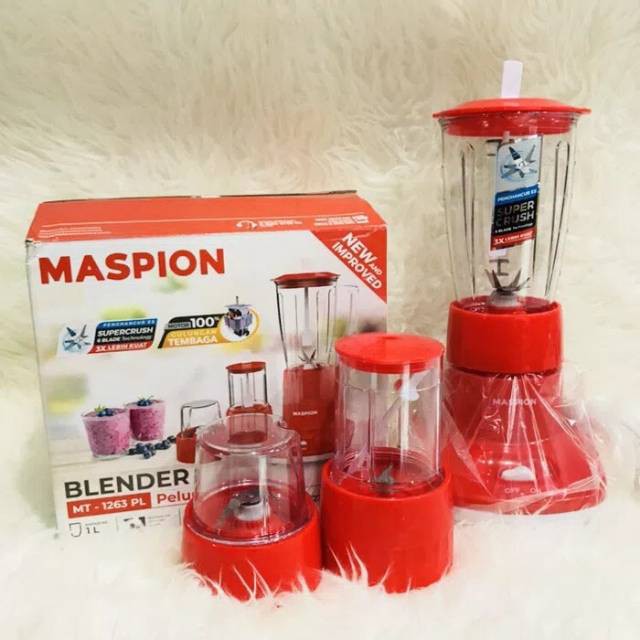 Blender Plastik Maspion MT 1263PL Kapasitas 1 Liter 3 Fungsi