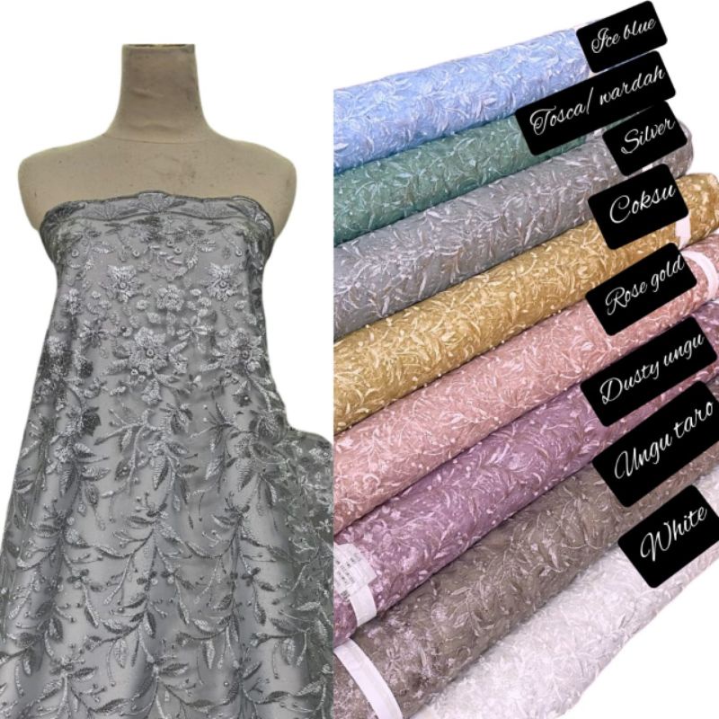 KAIN TILE 3D/TILE BORDIR METERAN/BROKAT TIMBUL/BRUKAT CORNELI/TULLE BORDIR 3D/TULLE PAYET/KEBAYA BRU