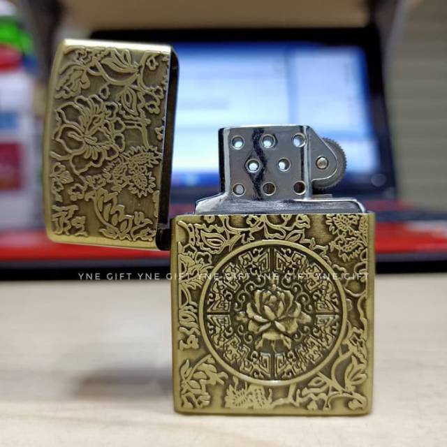 Korek Gas Model Zippo Bunga, Korek Api Unik, Mancis Murah, Merchandise, Korek Antik
