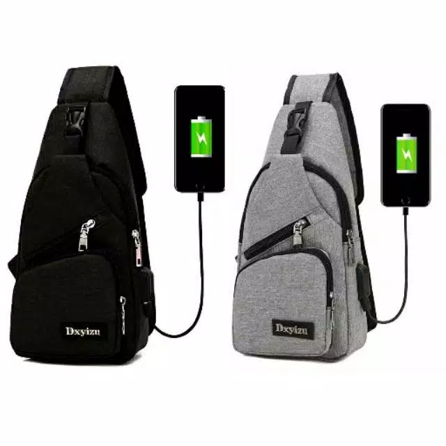 MurmerOfficial P005 Tas Selempang USB Sling Bag HP Pria Slempang Murah Import Batam Shoulder