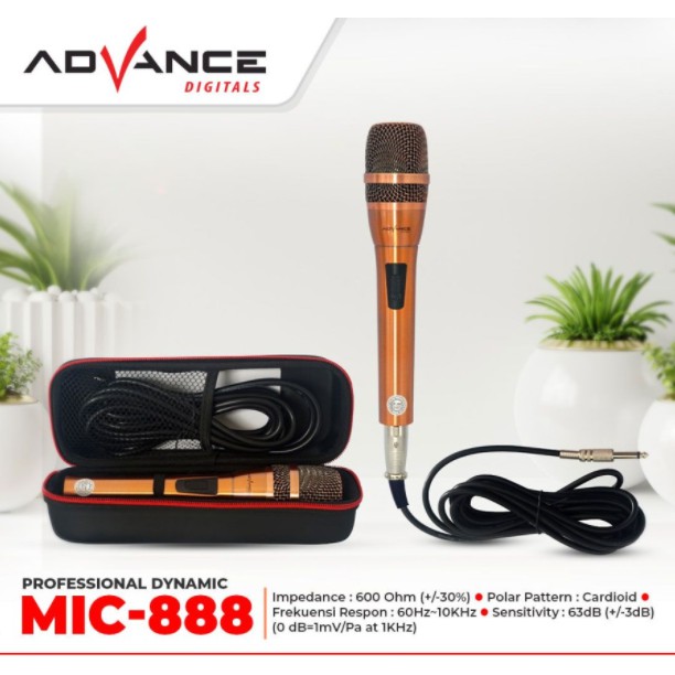 Advance Mic Microphone Kabel MIC 888 Professional Dynamic MIC-888