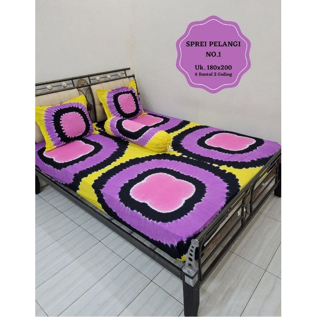 BISA COD II Sprei Jumputan Motif Pelangi Bahan Katun Halus 1800x200 (BR) Sprei Murah Motif Batik Spr