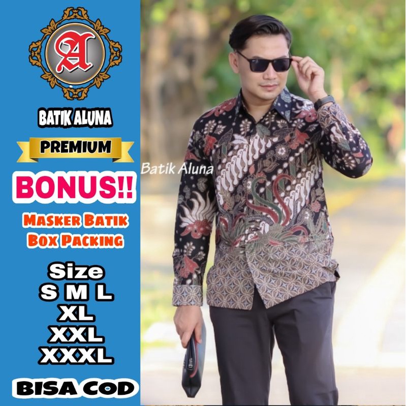 Baju Batik Pria Premium Lengan Panjang Full Furing Batik Solo Pekalongan Batik Reguler Batik Aluna P