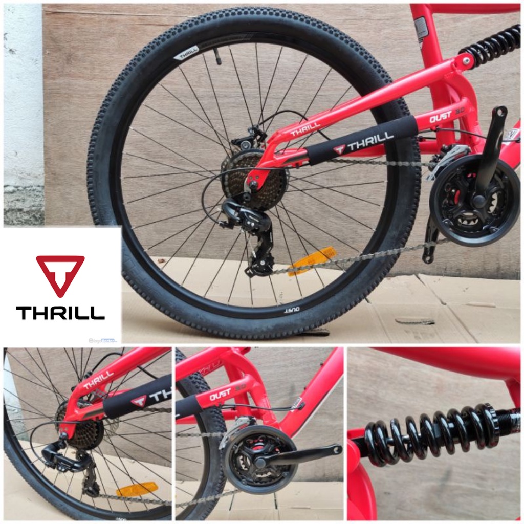 PROMO !!! Sepeda Gunung MTB 27.5 Inch Thrill Oust 3.0 New Alloy 3x7 Speed Full Suspensi