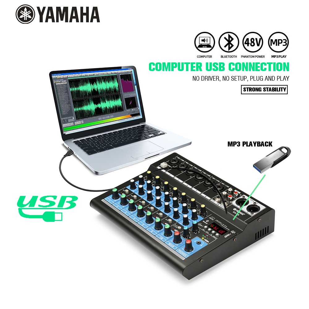 AUDIO MIXER  DX08/DX06/DX04 SBLUETOOTH,USB,RECORD,SOUNDCARD,REVERB Mixer audio saluran 8/6/4