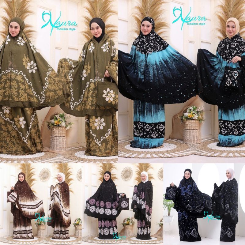 Mukena Travelling Retsleting Depan Rayon Premium Batik Malaman Handmade