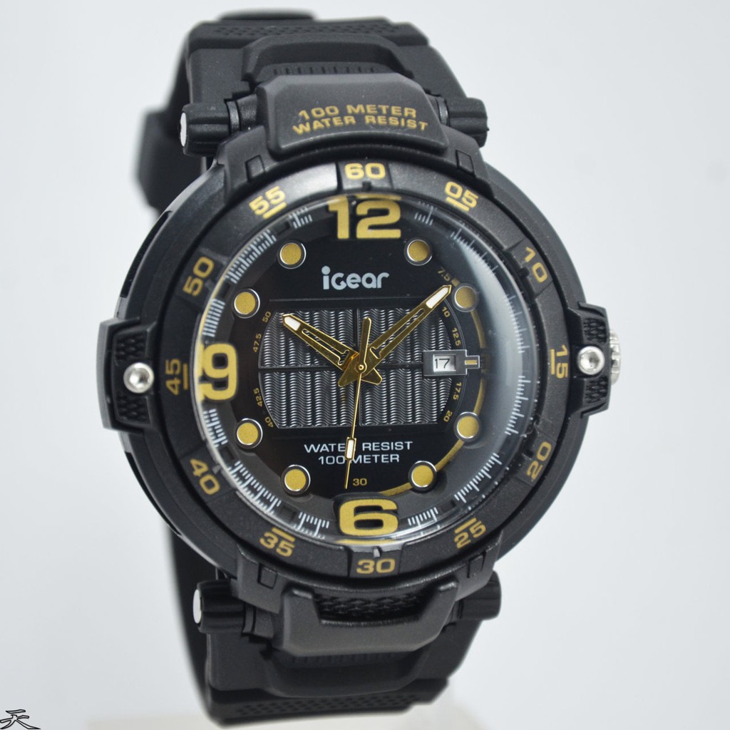 HOTS LIST PRODUK  IGEAR Analog  Jam Tangan Pria Karet Hitam I46 1925 Original