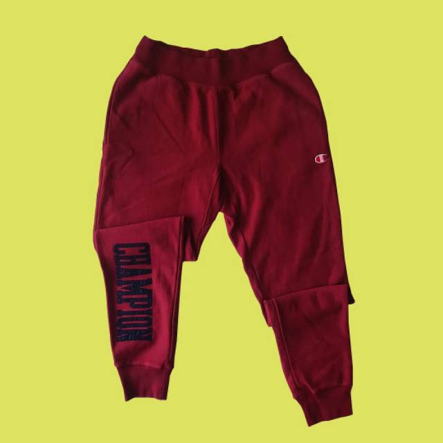 Champion Jogger Pants Vintage Wash Reverse Weave Satin Block Logo Cherry Pie