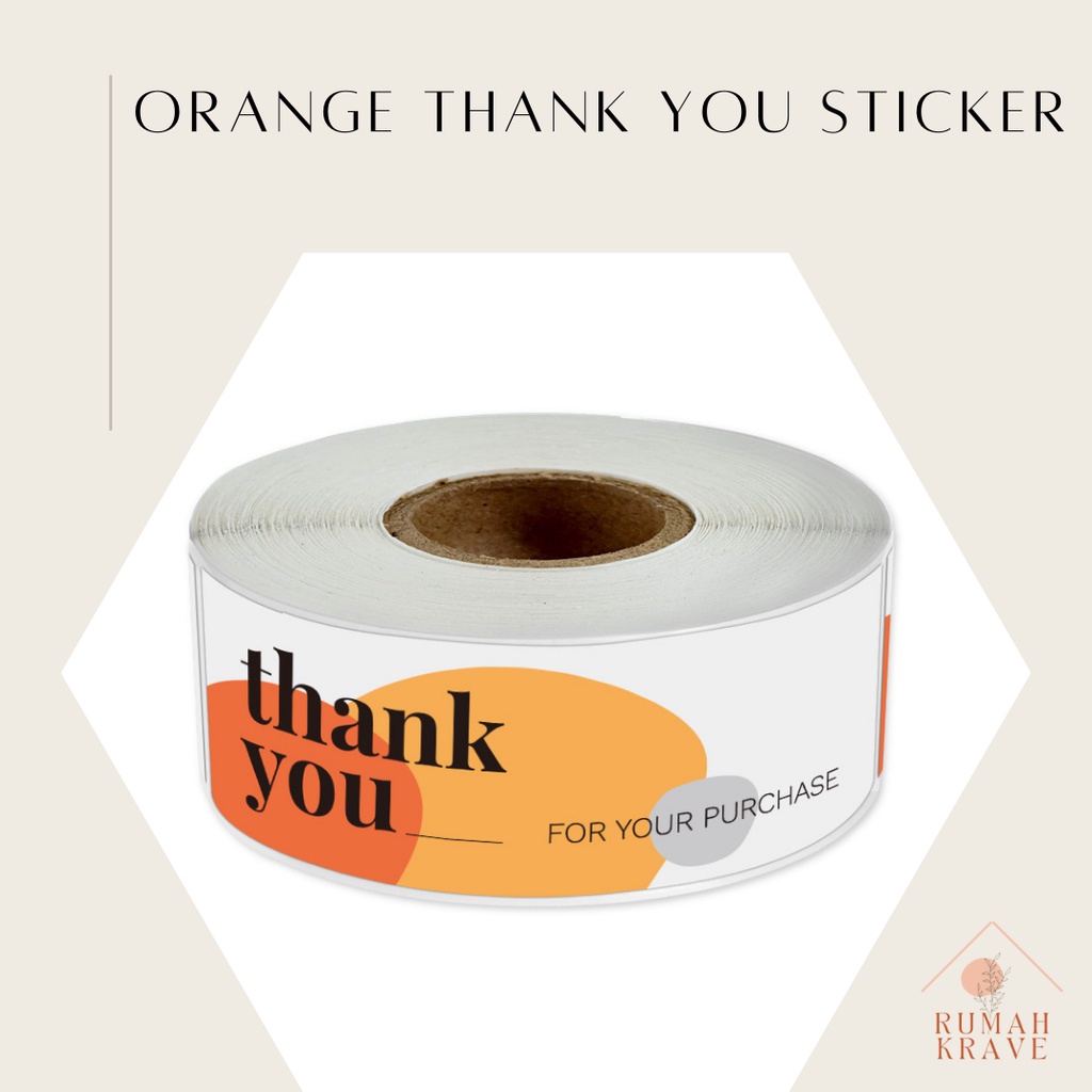 

RUMAH KRAVE - Orange Thankyou Thank You Sticker Roll 100pcs