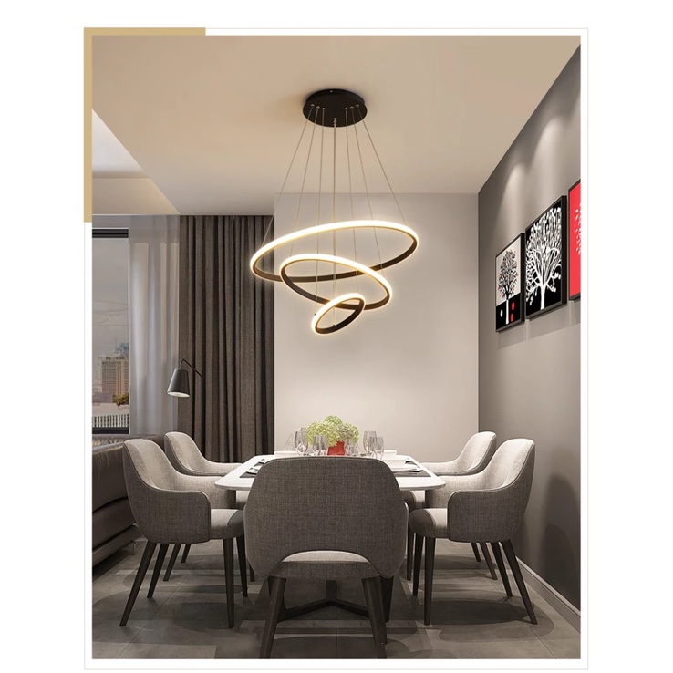 Lampu Gantung Hias LED Premium Cincin 3 Tier Ring Luxury Chandelier