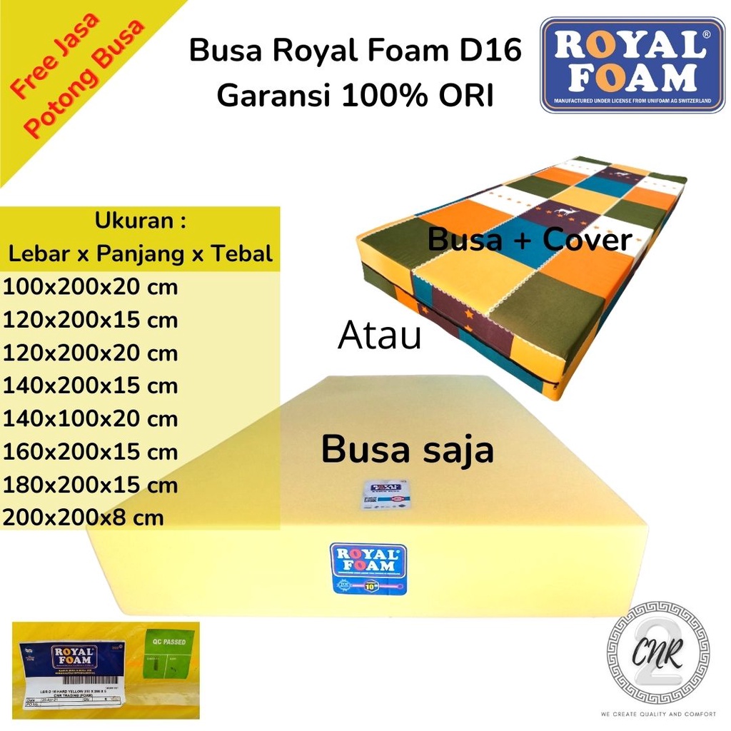 Kasur Busa lembaran busa royal foam density 16 kuning, busa yellow tebal 15cm,20cm, busa untuk kasur