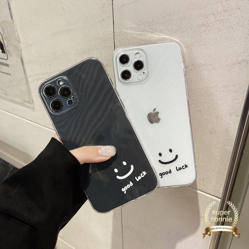 TPU Soft Case Samsung A50 A22 A52 A32 A72 A21s A31 A30s M22 M32 A50s A11 M11 A12 M12 A51 A71 A20s A10s Simple Sniley Good Luck Transparent Back Cover-4