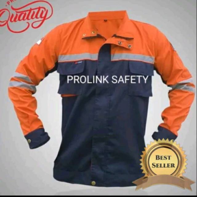 SERAGAM BAJU SAFETY SEMI JAKET DONGKER ORNAYE KAIN DRILL