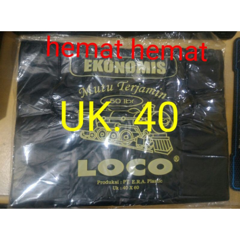 kantong plastik Loco ekonomis / Kacer  hitam uk 40 cm x 60 cm 1pak isi 50 lebar