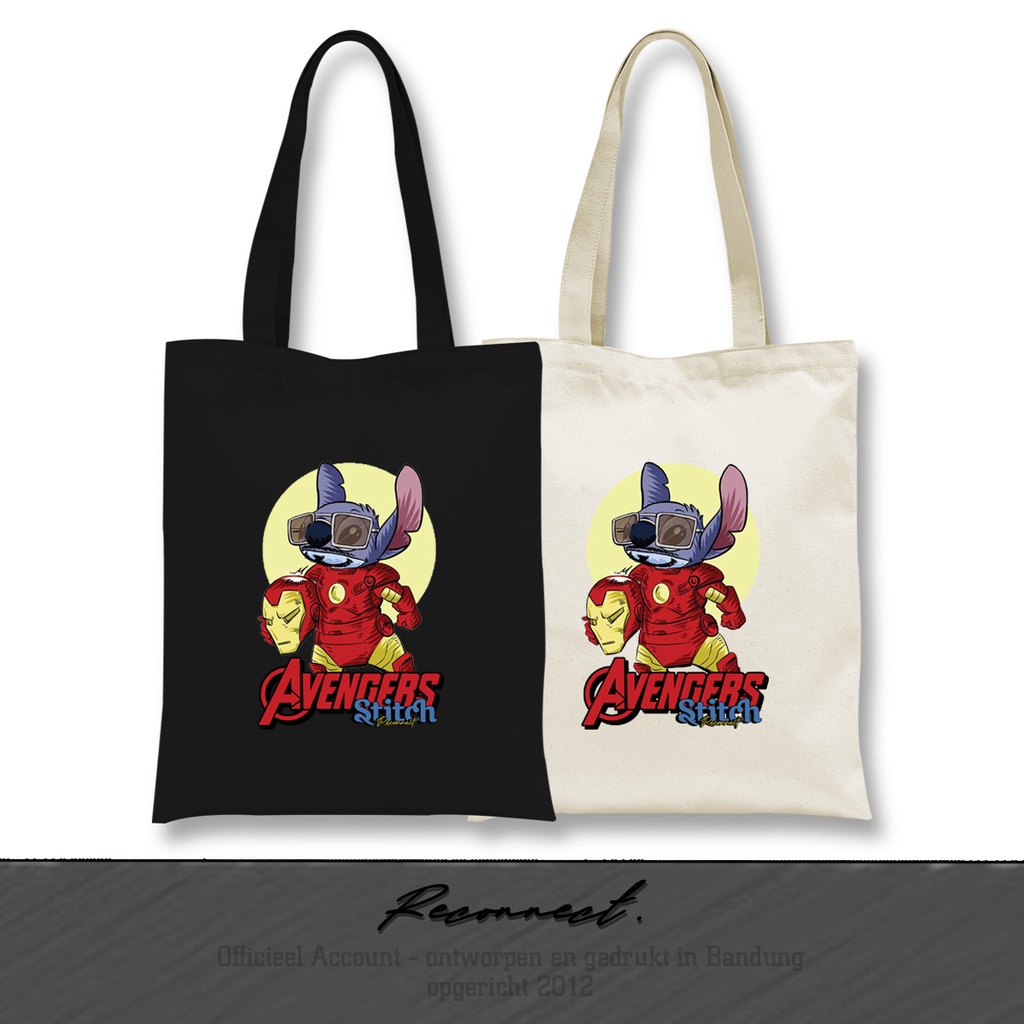 Reconnect Tote Bag Kartun Marvel Stitch X Iron Man Avengers - Gratis Tambah Nama