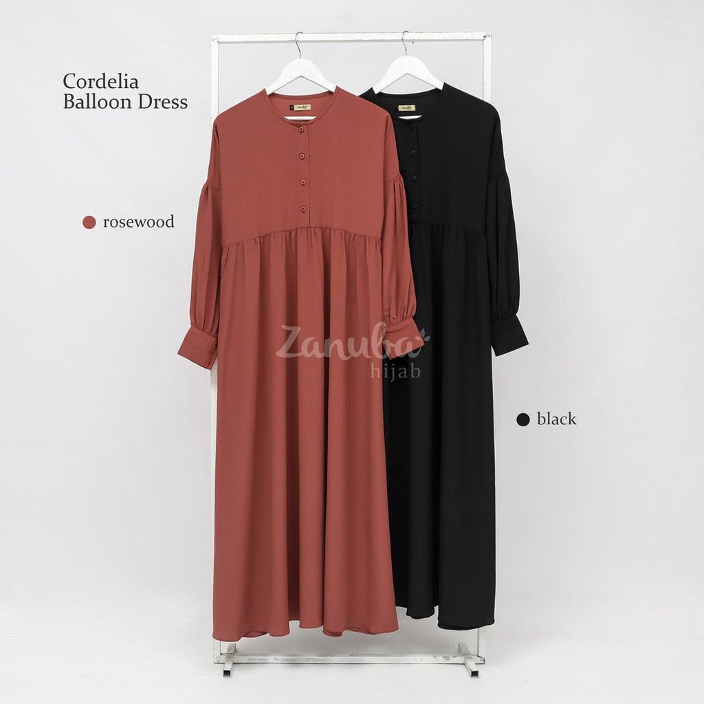 CORDELIA BALLOON GAMIS DRESS by ZANUBA klambieakwhat BISA COD | crinkle bahan kusut ironless halus lembut flowy adem ringan busui wudhu friendly