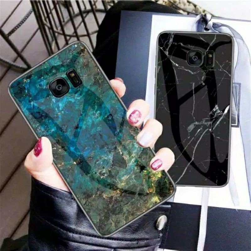 Marble Glass Case Samsung S7 S7Flat SamsungS7 Flat Softcase Hardcase Casing HP