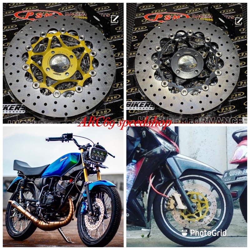 Disc Piringan Cakram depan Psm 300mm Besi Floating Bulat + Breket RX KING KHARISMA,SUPRA X 125