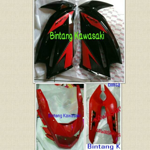 Fairing atas hitam strip merah set batok lampu depan dan cover body belakang ninja rr new original