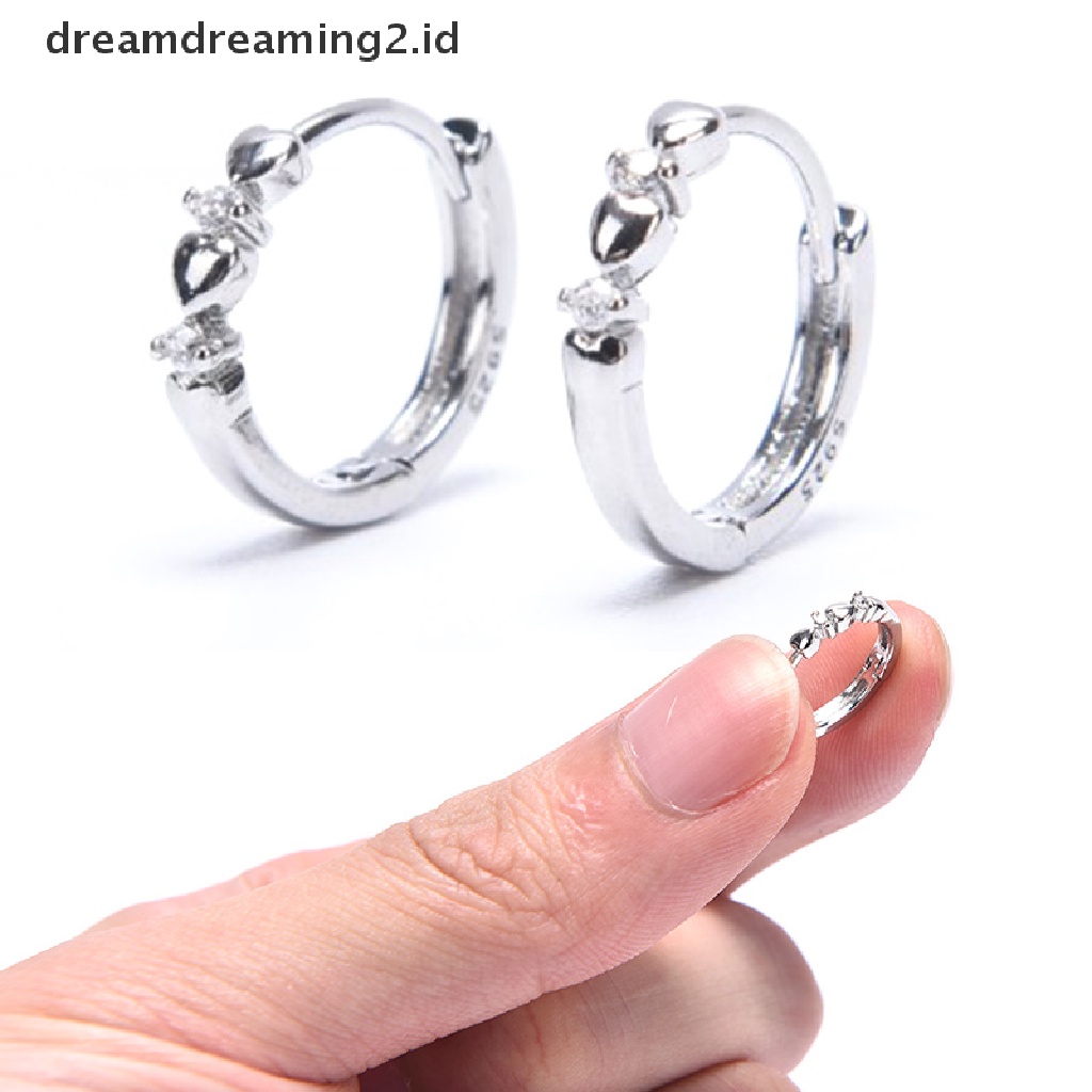 Anting Tusuk Bentuk Hati Bahan Sterling Silver 925 Untuk Wanita