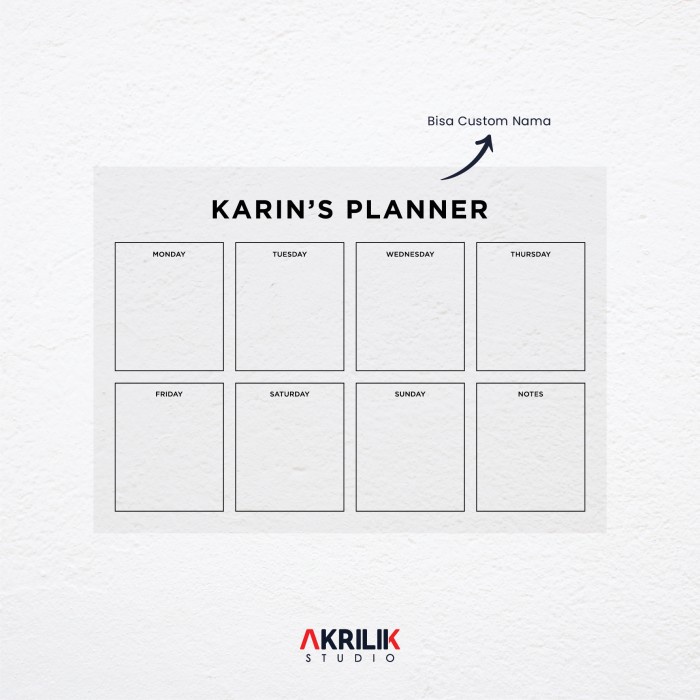 

Star Acrylic Planner Custom Nama Wall Schedule Board Akrilik Jadwal Minggu Berkualitas