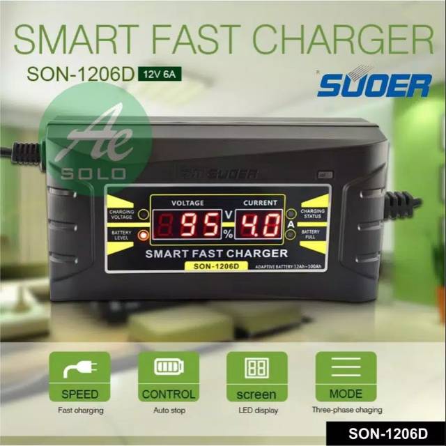 Cas Aki/Charger aki mobil Otomatis 12V 6A (aki kapasitas 12ah-100ah)