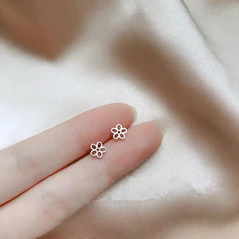 We Flower S925 Silver Geometric Deer Antler Fish Butterfly Stud Earrings for Women Girls-type F silver