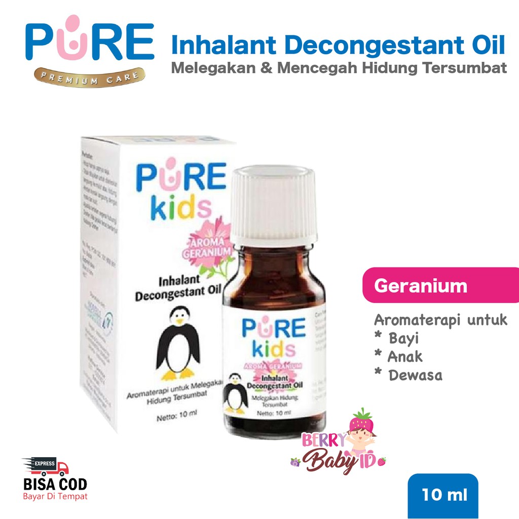 Pure Kids Inhalant Decongestant Oil Aromaterapi Melegakan Hidung Tersumbat Pilek &amp; Flu Berry Mart