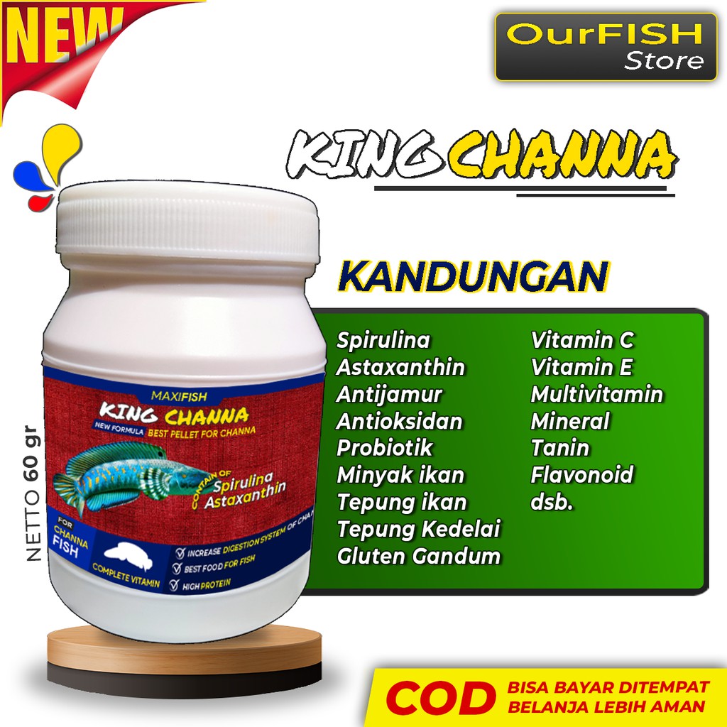 OURFISH - Pelet Pakan Ikan Channa Kingchanna Maru Auranti Blue Pulchra Andrao Asiatica Barca Red Sampit