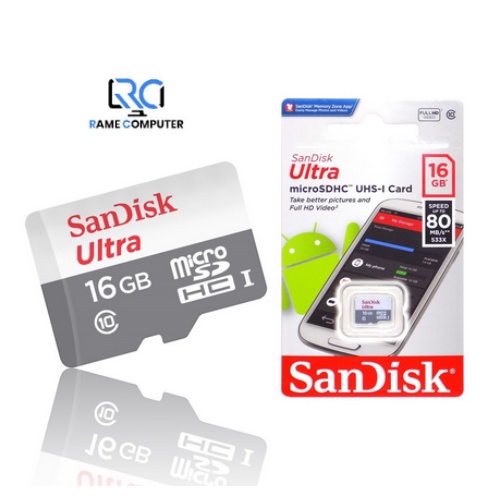 SANDISK MICRO SD 16GB CLAS 10. 80Mbps NON ADAPTOR GARANSI RESMI