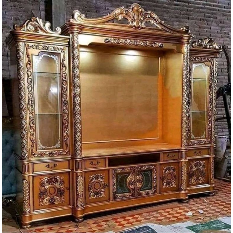 bufet tv jati jepara/set bufet tv shima full ukir