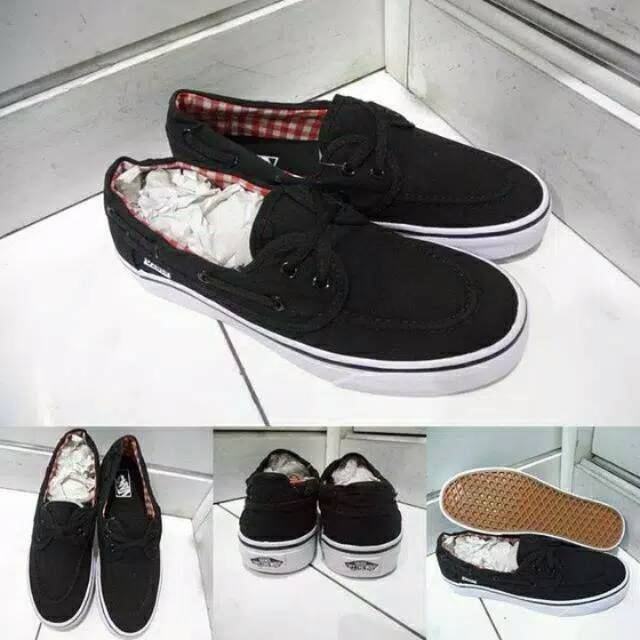 SEPATU VANS ZAPATO DEL BARCO BLACK WHITE VANS PREMIUM ORIGINAL