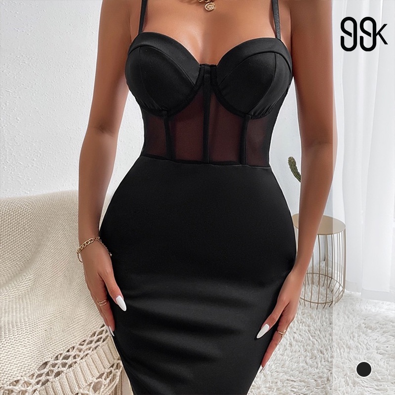 Sleevless Straps Sweetheart Neckline Corset Mini Dress Gaun Wanita 2783  (S/M/L)